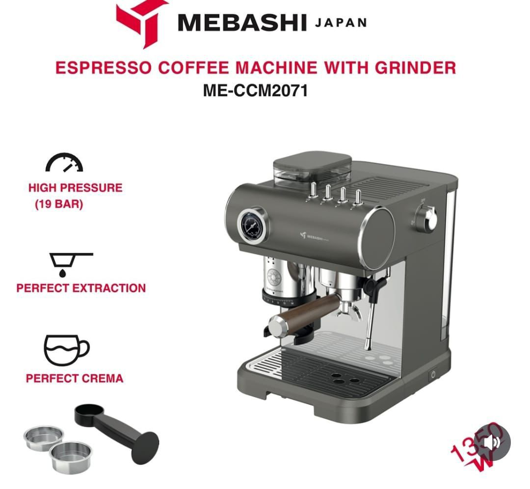Mebashi Coffee Machine with Grinder – Grey ME-CCM2071