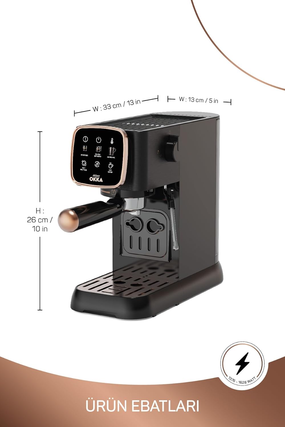ARZUM OKKA Espresso Solo Semi Automatic Coffee Machine - Copper - OK0034-0454