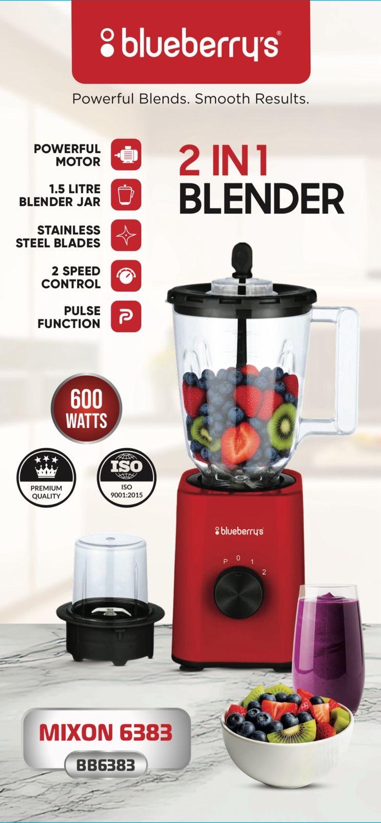 Bluberrys BB6383  MIXON 2 IN 1 BLENDER 600WATTS