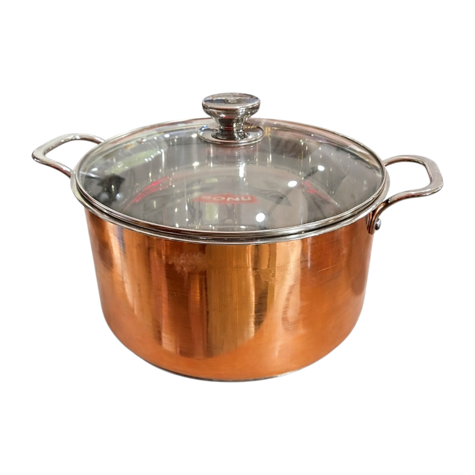 Premium Copper Finish Stainless Steel Stock Pot with Glass Lid 26 cm - QSTP03 26CM