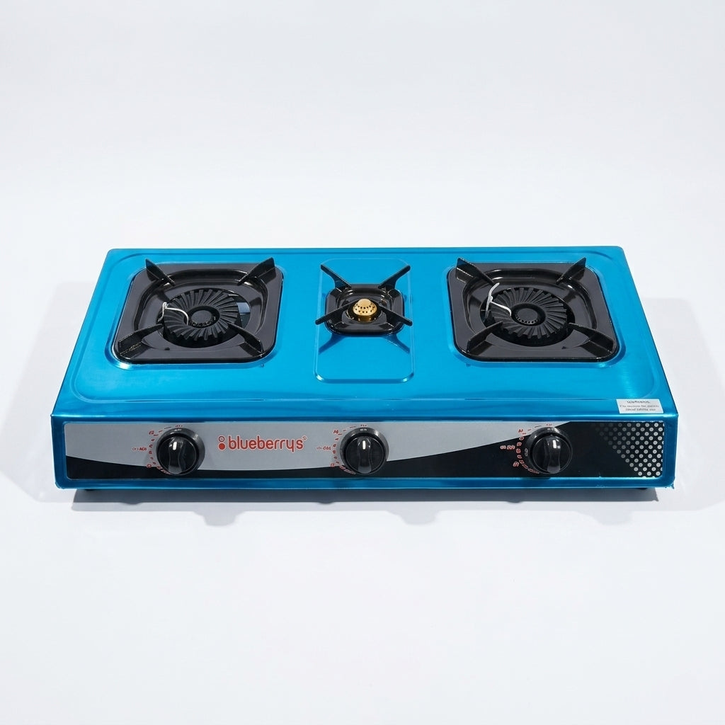 Blueberrys 3-Burner Gas Stove with Stainless Steel Body - STASH 3041