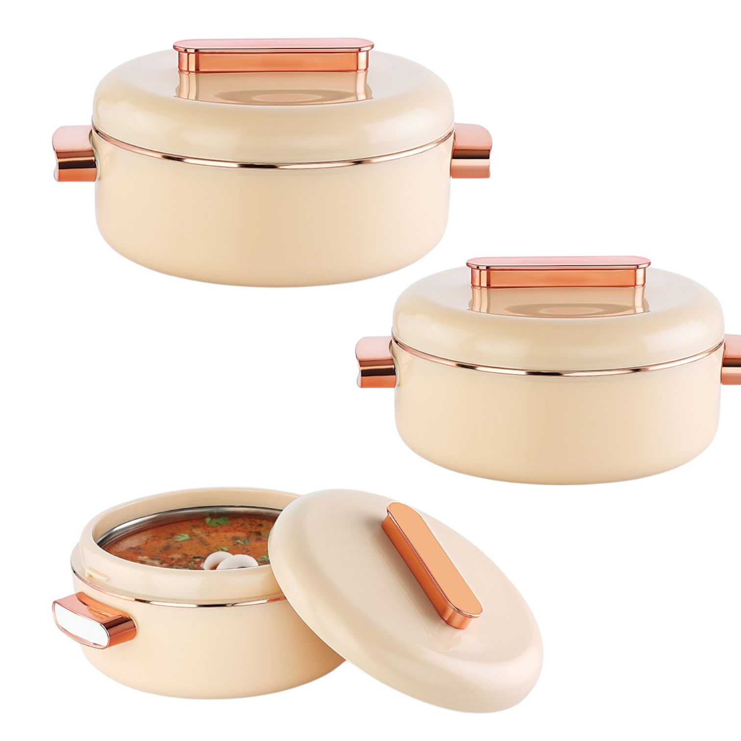 Set of 3 Insulated Hot Pot Casseroles 1500ml 2000ml and 2500ml VTCL 122