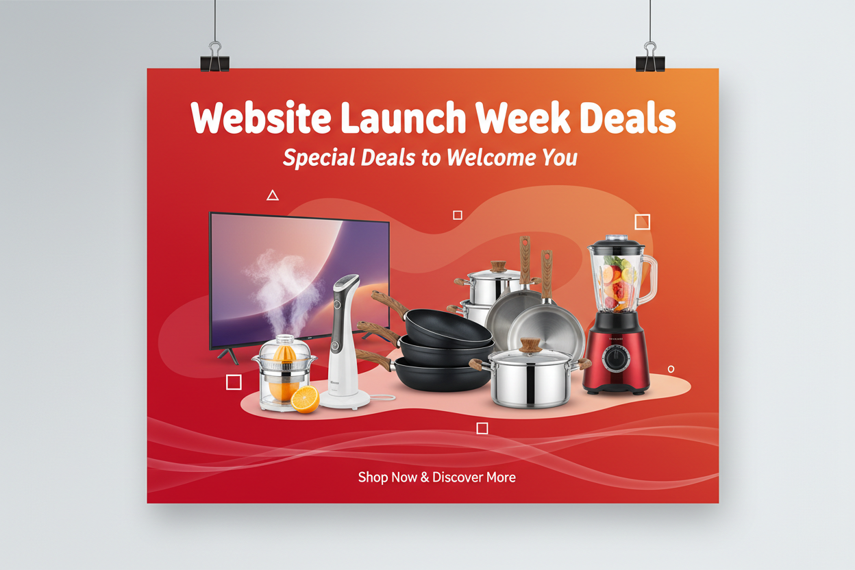 Website Launch Week Deals Poster